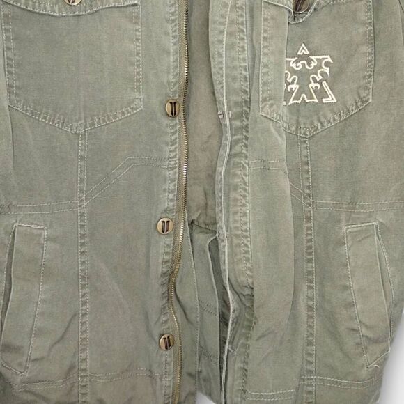 Jinx Blizzard Jacket Sz Small Entertainment Collared Utility Military Green - Picture 9 of 11